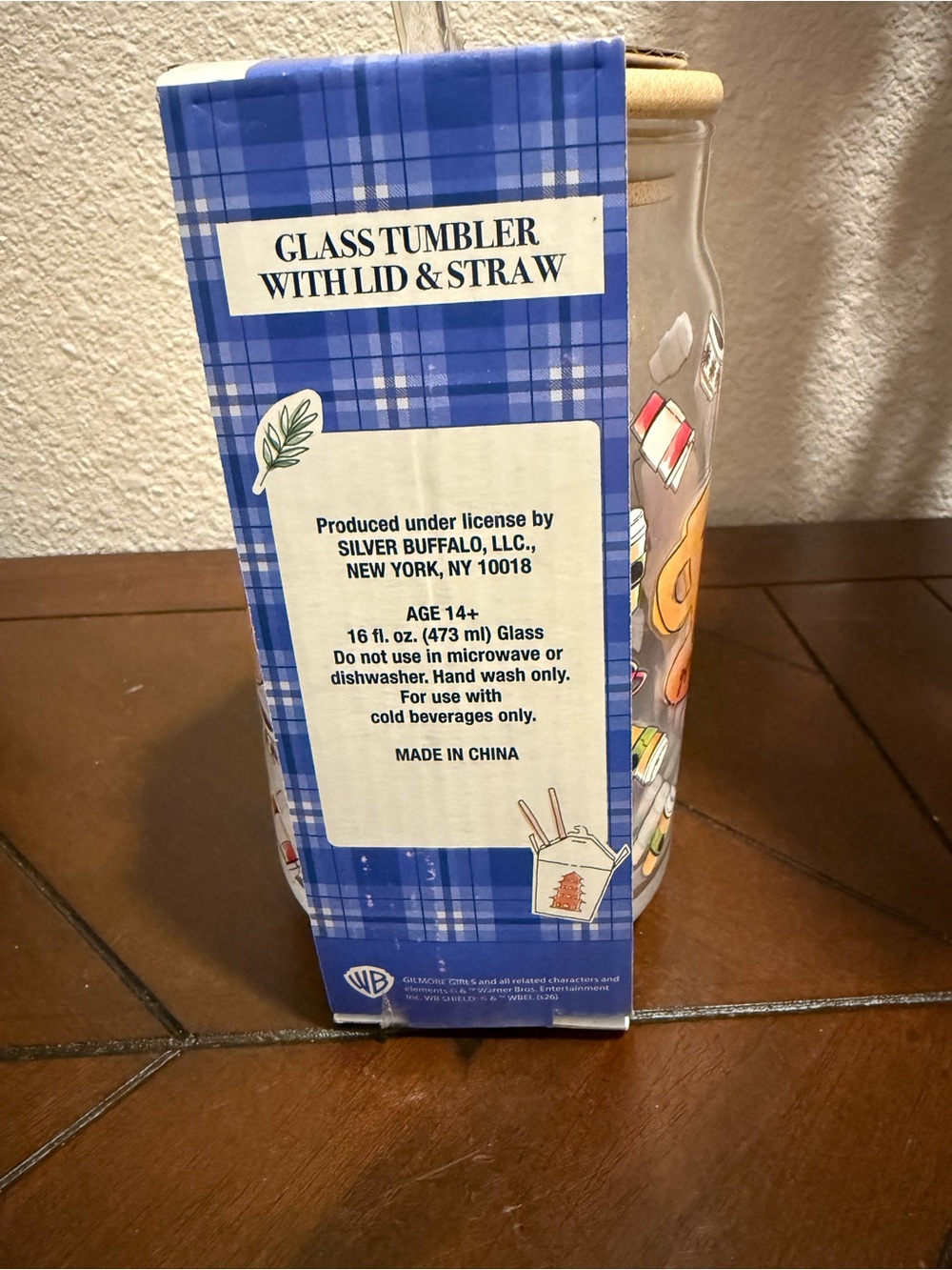Gilmore Girls- ‘Luke's’ 16 oz Glass Tumbler ft Multi-Cup Accents w/ lid & straw - Picture 5 of 5